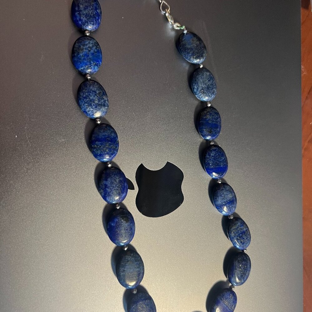 Handmade Lapis lazuli necklace with silver clasp